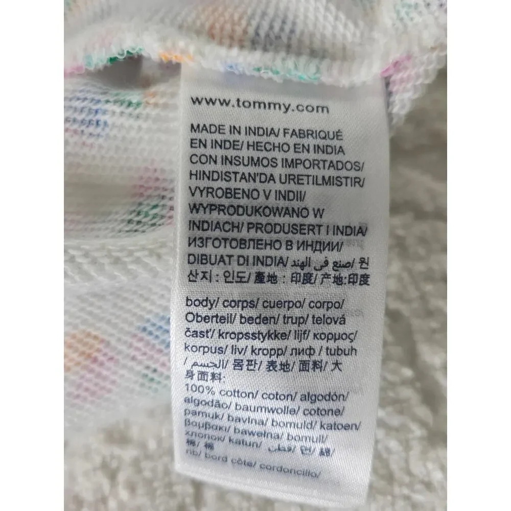 Tommy Hilfiger EUC hooded sleeveless polo zip graphic dress girls 16 XL white